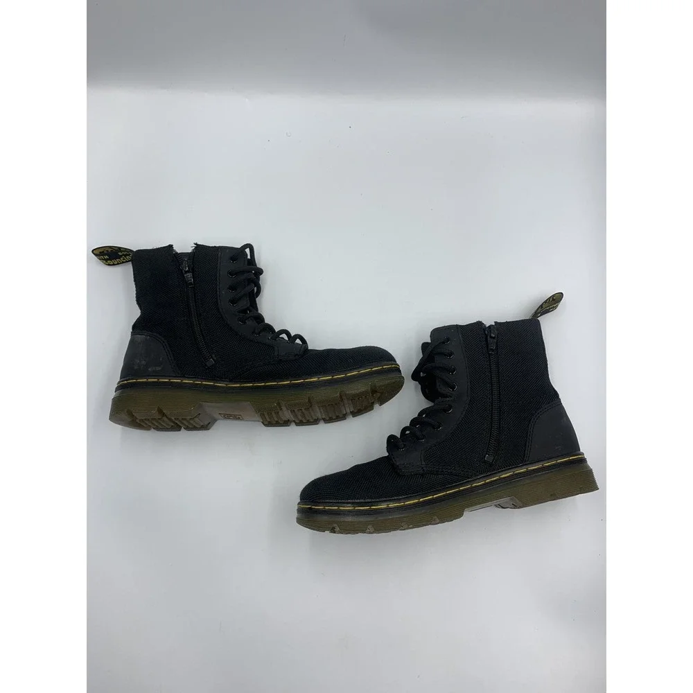 Dr Martens Combs J Size 3 Kids Black Canvas High Top Combat Boots Zipper